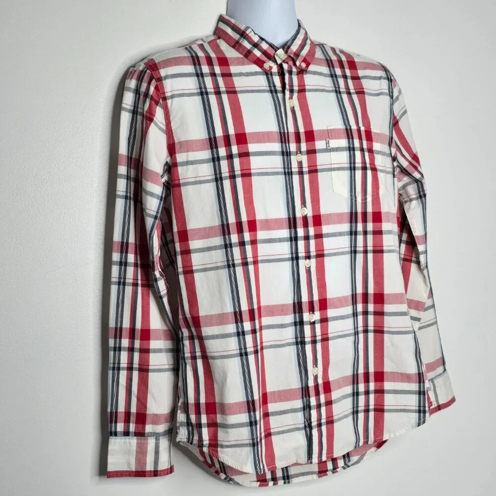 Levi's‎ Shirt Mens Medium Button Down Red Black Plaid Casual Dress Long Sleeve - Picture 3 of 6